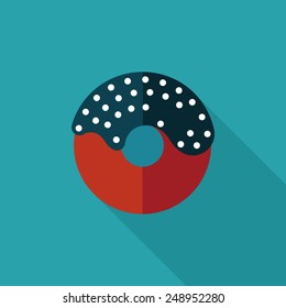 birthday donut flat icon with long shadow,eps10