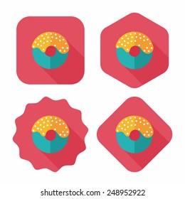 birthday donut flat icon with long shadow,eps10