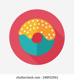 birthday donut flat icon with long shadow,eps10