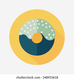 birthday donut flat icon with long shadow,eps10