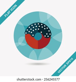 birthday donut flat icon with long shadow,eps10