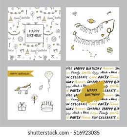 birthday doodle line postcard set