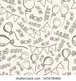 birthday doodling pattern illustration seamless background holiday greetings baby wallpaper sketch