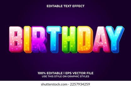 efecto de texto modificable por cumpleaños, estilo de letra tipografía con letras, texto 3d colorido para el título