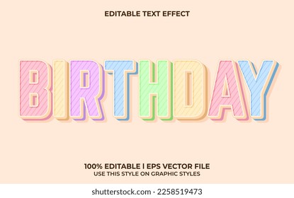 efecto de texto modificable por cumpleaños, estilo de letra tipografía con letras, texto 3d colorido para el título