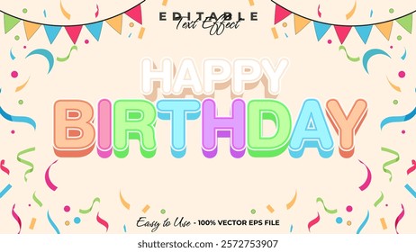 Birthday editable text style effect, celebration 3D text style theme.