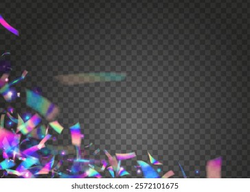 Birthday Effect. Happy Template. 3d Glitter. Digital Tinsel. Art Holographic Serpentine. Abstract Paper. Neon Ribbon. Pink Laser Burst. Purple Birthday Effect