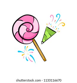 Birthday element for logo, banner or postcard designs on whtite background
