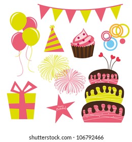 birthday elements isolated over white background. vector illustration