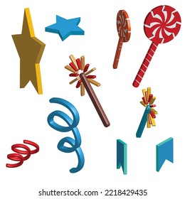 Birthday elements pack 3d vector