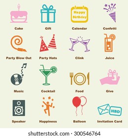 birthday elements, vector infographic icons