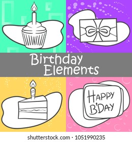 Birthday elements vectors