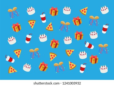 Birthday emoji party pattern set