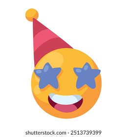 birthday emoji with star eyes isolated