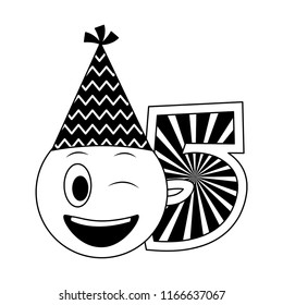 birthday emoticon party hat and number decoration