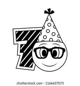 birthday emoticon party hat and number decoration