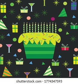 birthday envelope with black background design