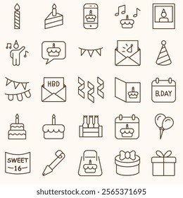 BIRTHDAY EVENT DECORATION ICON SET
