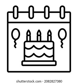 Imagen vectorial del icono de evento de cumpleaños. También se puede usar para aplicaciones web, aplicaciones móviles y medios impresos.