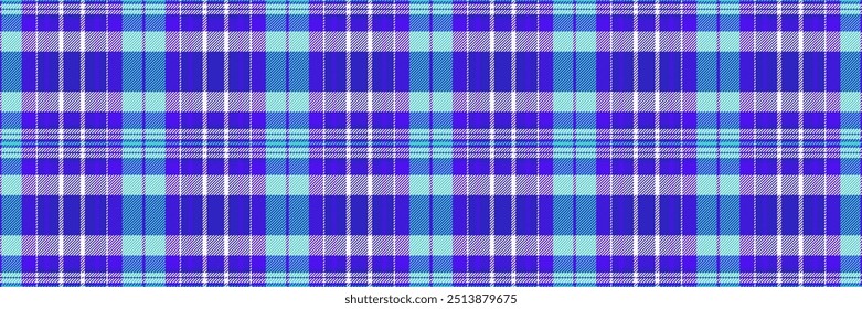 Birthday fabric background pattern, romantic check texture plaid. Basic seamless textile tartan vector in indigo and white colors palette.