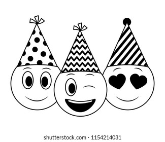 Birthday Face Emojis Celebrating With Party Hat