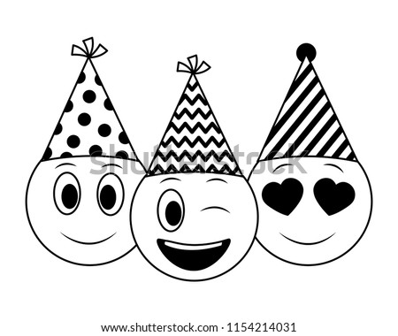 Birthday Face Emojis Celebrating Party Hat Stock Vector (Royalty Free ...