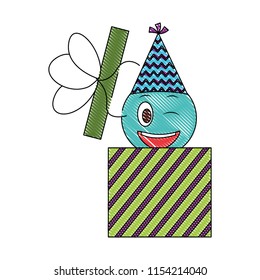 birthday face emoticon in gift box celebration