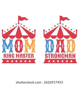 Birthday family circus tent typography set
