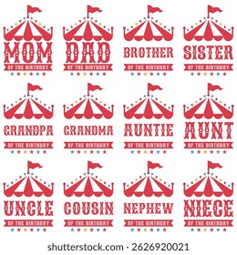 Birthday family circus tent typography design