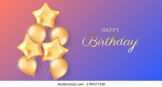 Birthday festive background with helium balloons