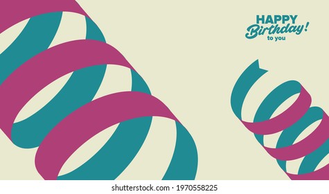 Birthday. Festive ribbon, spiral. Simple, fun, vector illustrations.