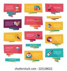 Birthday flat banner background set, eps10