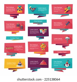 Birthday flat banner background set, eps10