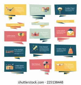 Birthday flat banner background set, eps10