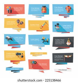 Birthday flat banner background set, eps10