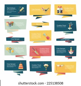 Birthday flat banner background set, eps10