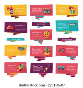 Birthday flat banner background set, eps10