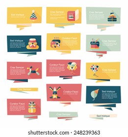 Birthday flat banner background set, eps10