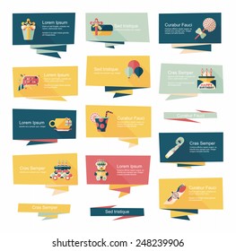 Birthday flat banner background set, eps10
