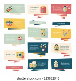 birthday flat banner background set,eps10