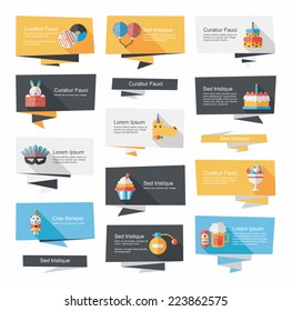 birthday flat banner background set,eps10