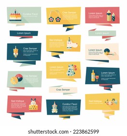 birthday flat banner background set,eps10