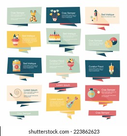 birthday flat banner background set,eps10