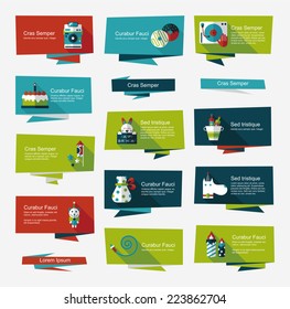 birthday flat banner background set,eps10