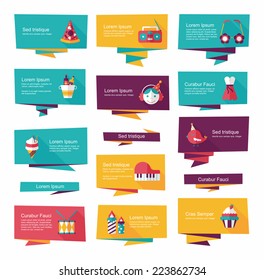 birthday flat banner background set,eps10