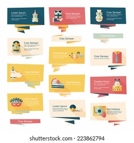 birthday flat banner background set,eps10