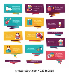 birthday flat banner background set,eps10