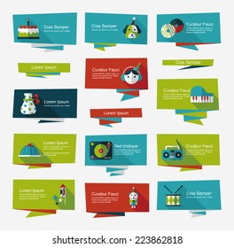 birthday flat banner background set,eps10
