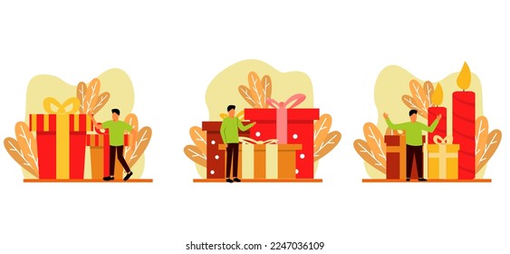 Birthday Flat Bundle Design Illustration
