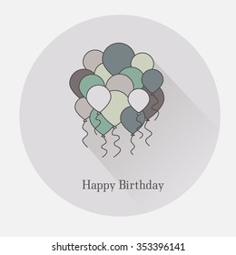 Birthday flat  icon with balloons  